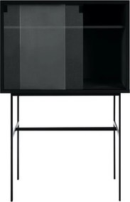 Czarna witryna z drzwiami przesuwnymi 70x109x40 cm Lekko – noo.ma