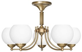 Krótki żyrandol mosiężny z kulami QV-S5AK