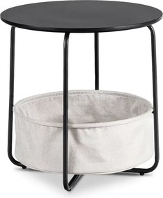 Stolik Kawowy z Koszem VARANO 55 cm Czarny/Beżowy Skandynawski
