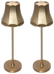 Zewnetrzna Zestaw 2 lamp stołowych Retro w kolorze różowego złota, ładowane USB, IP44 - Granny Retro Oswietlenie zewnetrzne