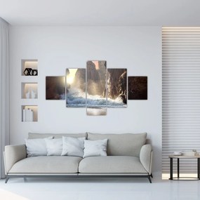 Obraz - Skały i fale oceanu (125x70 cm)