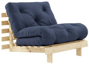 Fotel rozkładany z ciemnoniebieskim obiciem Karup Design Roots Raw/Navy