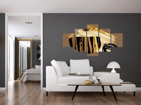Obraz - Abstrakcja złotobrązowy N⁰2 (125x70 cm)
