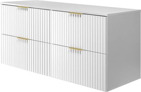 Szafka pod umywalkę, Biały, 120 (2 x 60) x 57 x 46 cm, uchwyt złoty + Blat