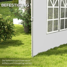 Outsunny Zestaw 2 ścianek bocznych do pawilonu 3x3/3x4 m, ścianka boczna z oknem, wodoodporna, biały | Aosom PL