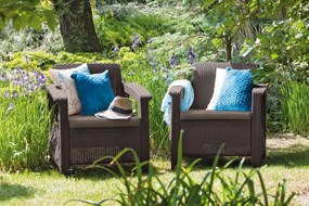 Zestaw ogrodowy foteli CORFU brązowe + szaro-brązowe poduszk