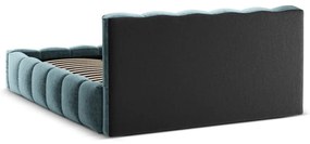 Niebieskie tapicerowane łóżko dwuosobowe ze schowkiem i stelażem 200x200 cm Lupine – Micadoni Home