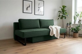 Sofa z funkcją spania i pojemnikiem NOMI, tkanina Faro, Zielony