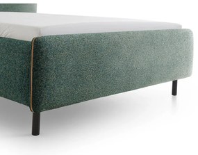 Ciemnozielone tapicerowane łóżko dwuosobowe ze schowkiem ze stelażem 180x200 cm Primo – Meise Möbel