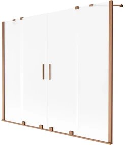 Mexen Velar Duo parawan nawannowy 2-skrzydłowy rozsuwany 170 x 150 cm, szron, miedź szczotkowana - 896-170-000-32-65