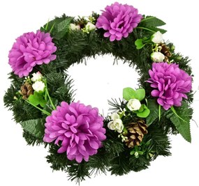 Wieniec na Dzień Zaduszny Fioletowe chryzantemy, 35 cm