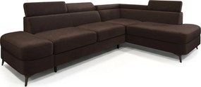 Masseno Narożnik AVISE z funkcją spania i pojemnikiem na pościel Narozniki L, Rozkładana sofa - Brązowy, MONOLITH 29