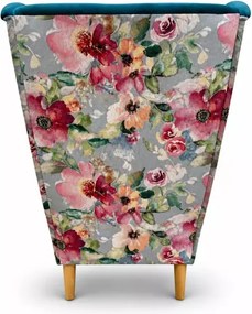Skandynawski fotel uszak Flower w kwiaty