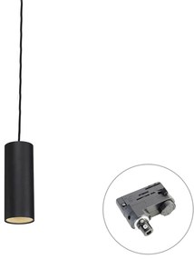 Designerska lampa wisząca czarna z adapterem do szyny 3-fazowej - Tubo 3-fazowe