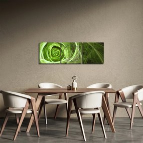 Obraz - Abstrakcyjny zielony róż (z zegarem) (90x30 cm)