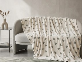 Mikropluszowy koc HEARTINO, kremowy Rozmiar: 200 x 220 cm