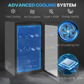 HOMCOM Chłodziarka do wina na 24 butelki, 68 litrów pojemności, 4-16°C, stojąca lodówka na napoje, piwo i wino z szklanymi drzwiami, czarna | Aosom PL