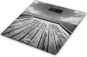 Waga łazienkowa Little Balance 8107 Ponton ze szkła hartowanego 30x30 cm wzór nadmorski 180 kg dokładność 100 g ekran LCD