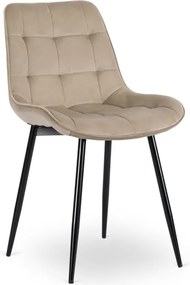 Zestaw Stół Rozkładany SKUBI 120-160 cm Dąb Craft/Czarny i 6 Krzeseł Tapicerowanych CHRIS Beżowych Nowoczesnych