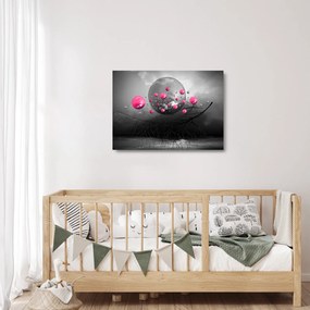 Obraz na szkle - różowe abstrakcyjne kule (70x50 cm)