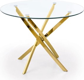 Szklany stół w stylu glamur Raymond na złotych nogach