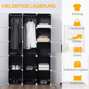 HOMCOM Szafa w Designie Kostek, 2 Duże i 9 Małych Kostek, Plastik, Metal, 111D x 47S x 183W cm, Czarno-Biały