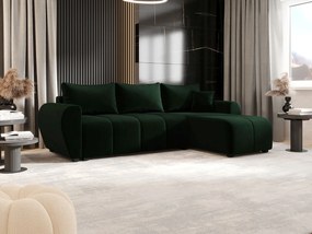 BEDANTE narożnik MOLISA L Itaka 10 prawa ciemnozielony z funkcją spania sofa w kształcie litery L z pojemnikiem na pościel