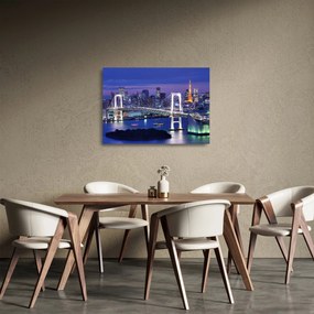 Obraz na szkle wielkiego miasta nocą (70x50 cm)