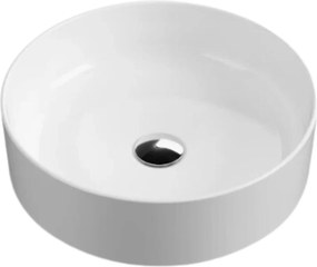 Umywalka ceramiczna nablatowa okrągła biała bez otworu na baterię 42 cm LERA White