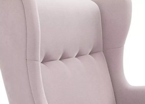 Fotel Selma skandynawski – elegancki fotel do salonu, aksamitna tkanina, drewniana podstawa