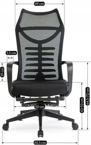 Fotel Biurowy Ergonomiczny Obrotowy z Podnóżkiem ACTON Czarny