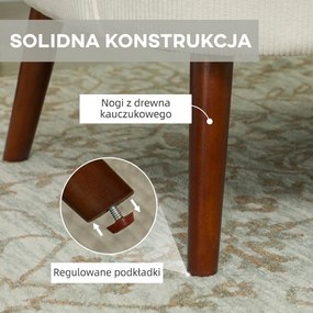 HOMCOM Nowoczesny Fotel z Podłokietnikami, Tapicerowany Akcentowy Fotel z Poduszką Lędźwiową, Nogi z Drewna Kauczukowego, Kremowy | Aosom PL