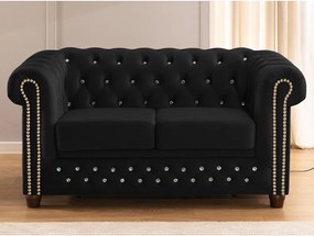 Czarna aksamitna rozkładana sofa 148 cm York Blik – Ropez