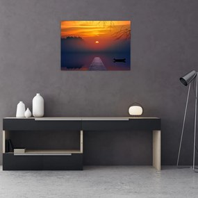 Obraz mostu o zachodzie słońca (70x50 cm)