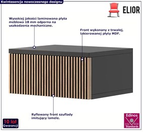 Wisząca szafka nocna z lamelami czarny + naturalny Agoni