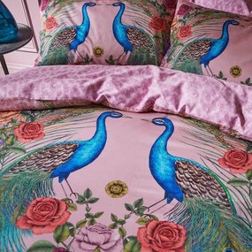 Różowa pościel dwuosobowa z satyny bawełnianej 230x220 cm Xanadu Peacock – Matthew Williamson
