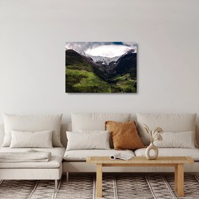 Obraz na szkle - Dolina pod górami (70x50 cm)