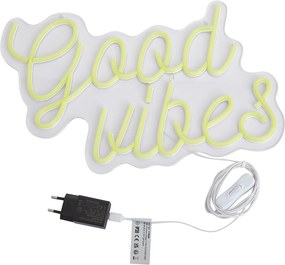 Neonowa lampa ścienna żółta z LED - Good Vibes