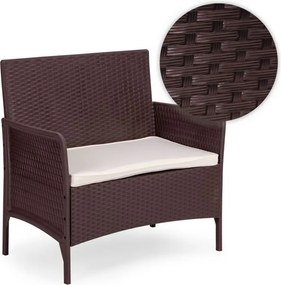 Zestaw mebli ogrodowych Livora 118 - 2 krzesła, sofa i stolik kawowy, kolor brązowy