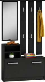 Czarny zestaw mebli z lustrem do przedpokoju E8-T94