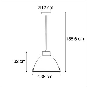 Industrialna lampa wisząca aluminium 38cm - AnterosPrzemysłowy Oswietlenie wewnetrzne