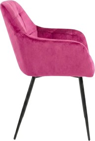 Ciemnoróżowe krzesło jadalniane LOREN VELVET z czarnymi nogami