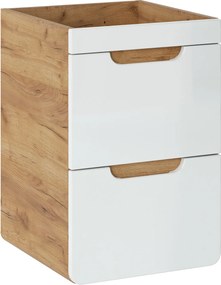 Wąska szafka podumywalkowa 40 cm, Aruba 823 FSC, dąb craft złoty/biały połysk