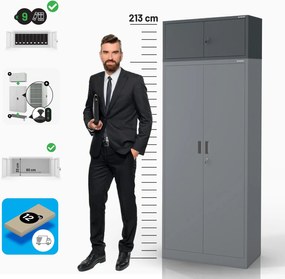 Metalowa nadstawka do szafy biurowej Ewa Compact, kolor antracytowy