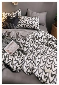 Biało-szara bawełniana pościel dwuosobowa z prześcieradłem 200x220 cm – Mila Home