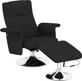 HOMCOM Masażer fotel z podnóżkiem, regulowane oparcie, 78 x 95 x 88 cm, czarny