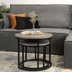 Zestaw Stolików Kawowych ROCKY 43 cm/53 cm Szary Beton Nowoczesny Loft