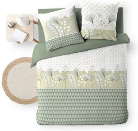 Biało-zielona bawełniana pościel dwuosobowa 240x220 cm Poetine – douceur d'intérieur