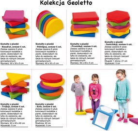 Zestaw kolorowych kształtek piankowych Geoletto półelipsa - 6 sztuk