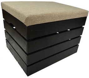 Pufa kufer skrzynia drewniana sosnowa siedzisko 50cm malowana czarna